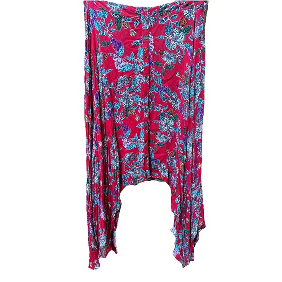 Angie Floral Rayon Boho Handkerchief Skirt Size Medium Elastic Waistband - Picture 1 of 8